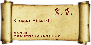 Kruppa Vitold névjegykártya